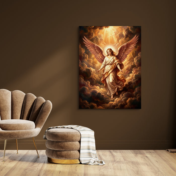 Angel Descending — angel descending sq brown room 1port flush print