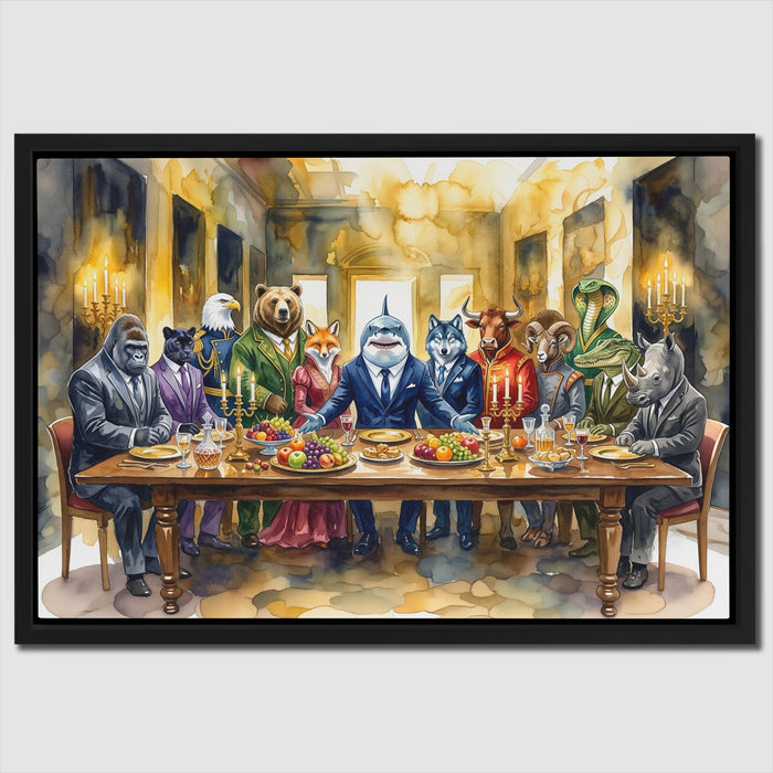 Animals Last Supper canvas wall art, room view