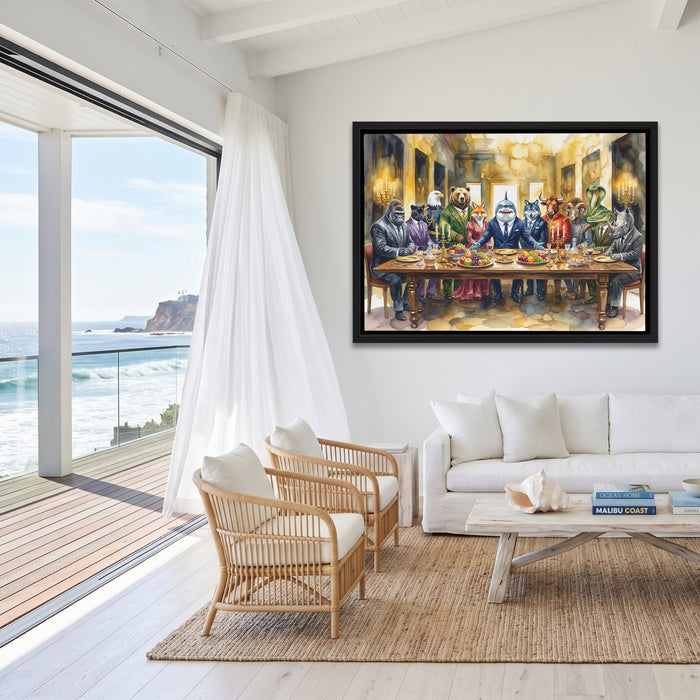 Animals Last Supper canvas wall art, room view
