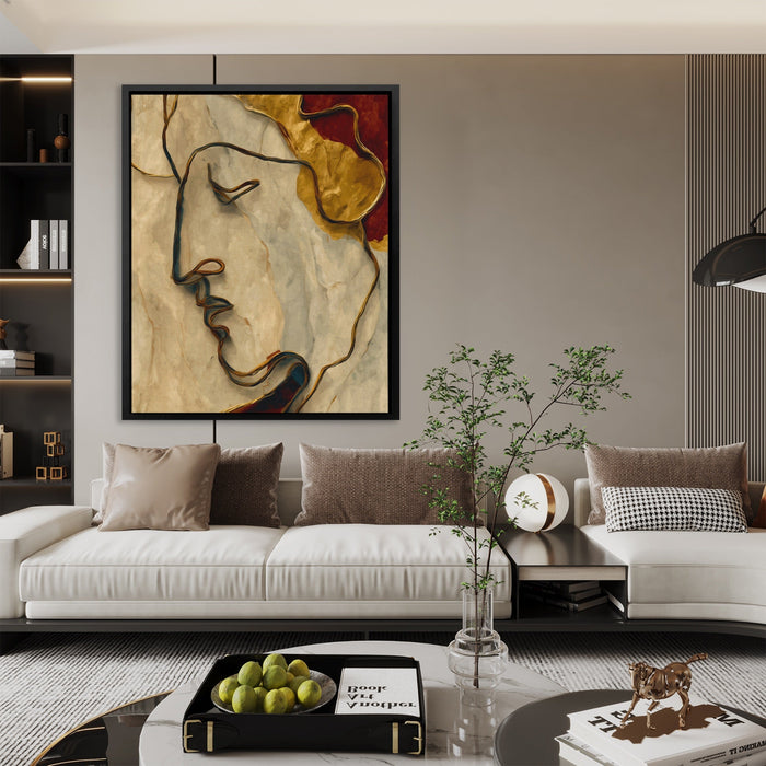 Antique Profile Line canvas wall art, room view