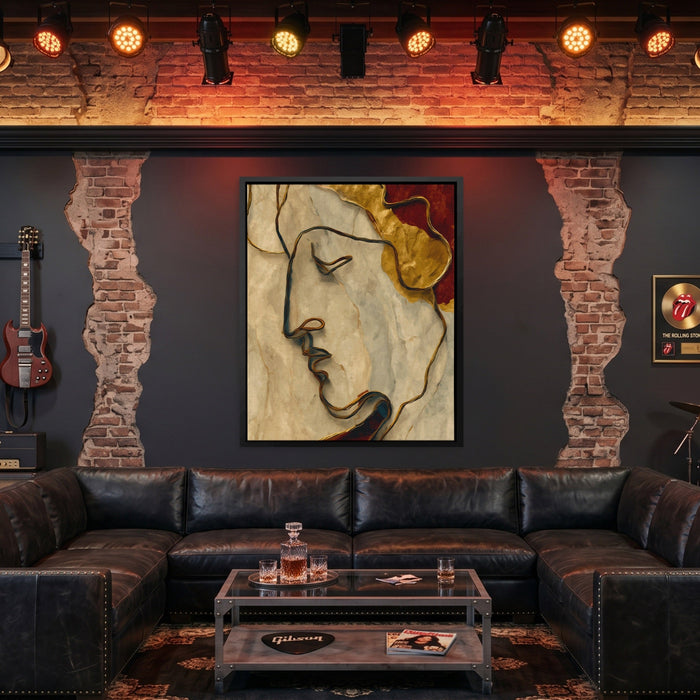 Antique Profile Line canvas wall art, room view