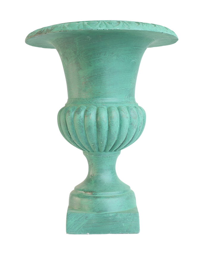 Antique Verdigras Roman Fiberglass Urn - 19"H