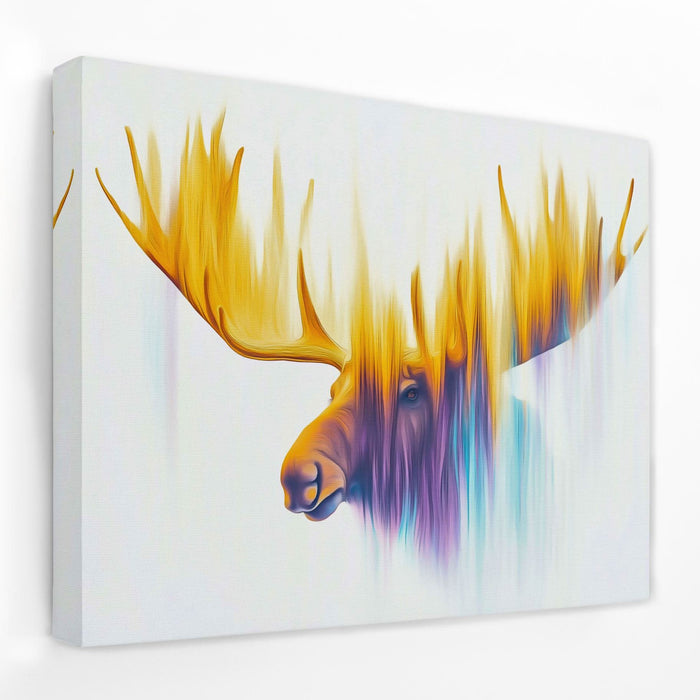 Antlers of the Aurora - Animals Canvas Wall Art