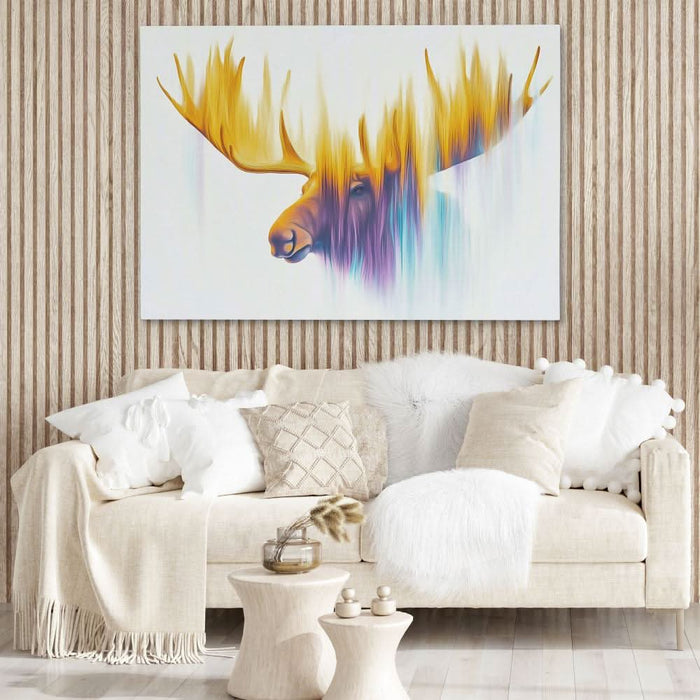 Antlers of the Aurora - Abstract Gold Canvas Wall Art