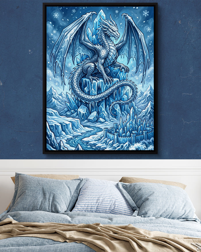Arctic Dragon — arctic dragon psd navy blue bedroom 1port framed black