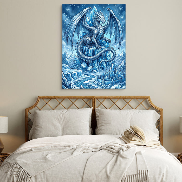 Arctic Dragon — arctic dragon sq white bedroom 1port flush print