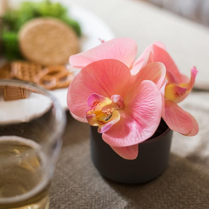 Artificial Flower Mini Real Touch Orchid in Peach Pink - Ed's Plant Shop
