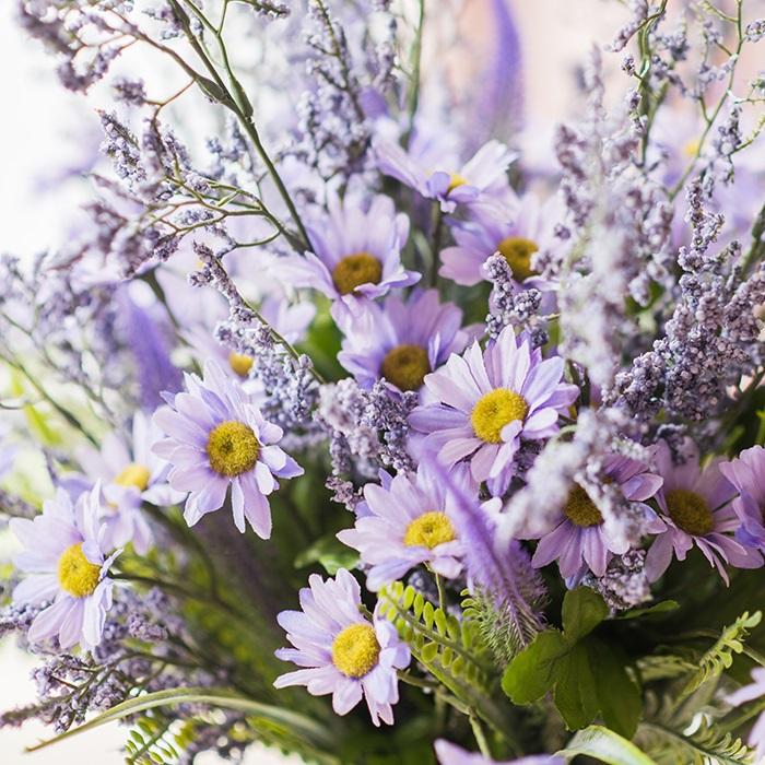20" tall purple wildflower arrangement for home or wedding décor