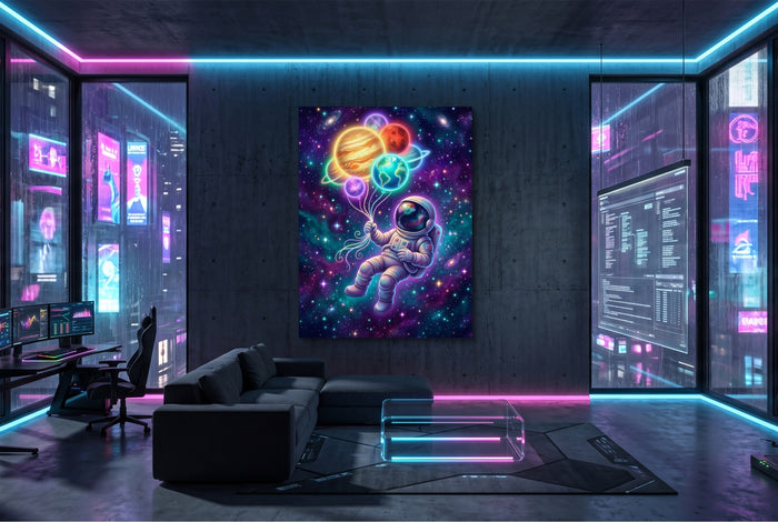 Astronaut's Planet Drift — astronaut's planet drift modern living room interior 1port flush print