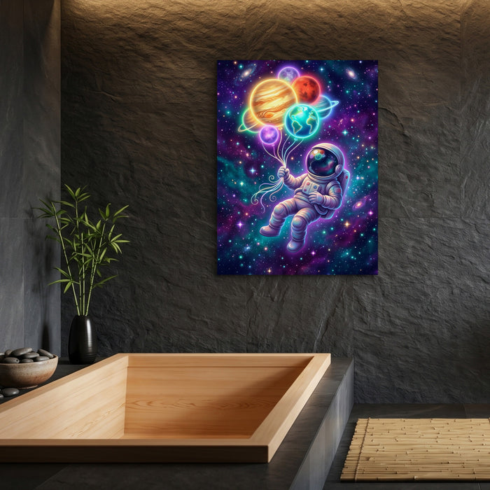 Astronaut's Planet Drift — astronaut's planet drift sq bamboo bathroom 1port flush print
