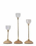 Aurora Crystal Gold Taper Candle Holders- Set of 3