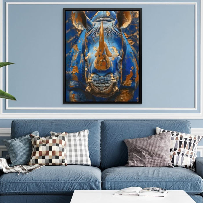 Azure Rhino - Blue Wall Art