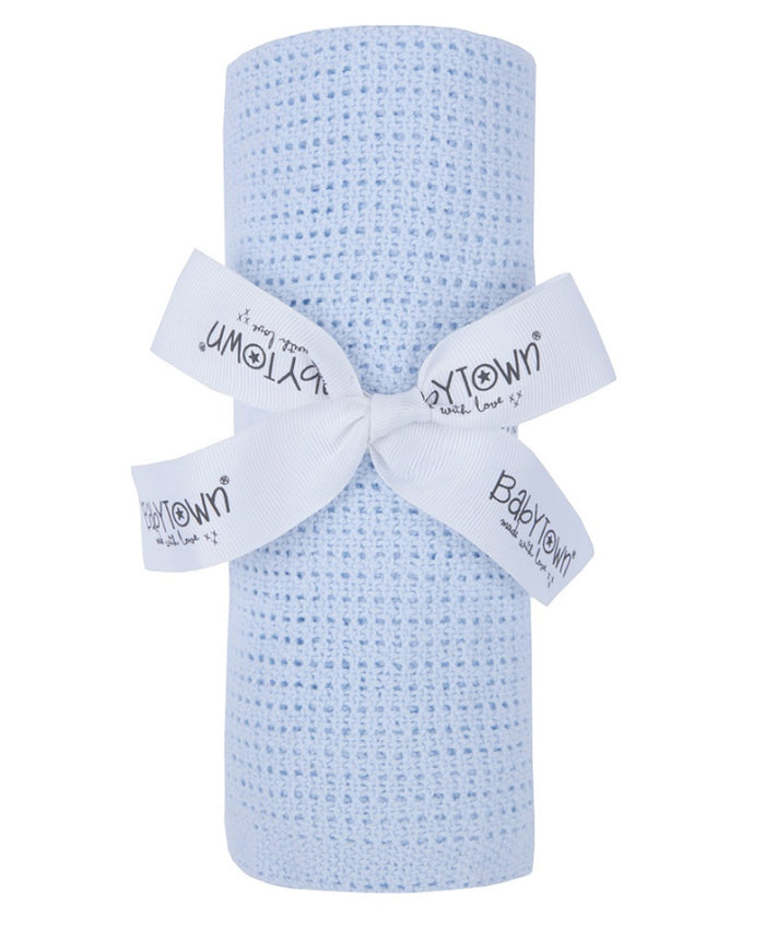 Baby Gift Soft Handle Blue Cellular Blanket 19C189-B - Kidswholesale.co.uk