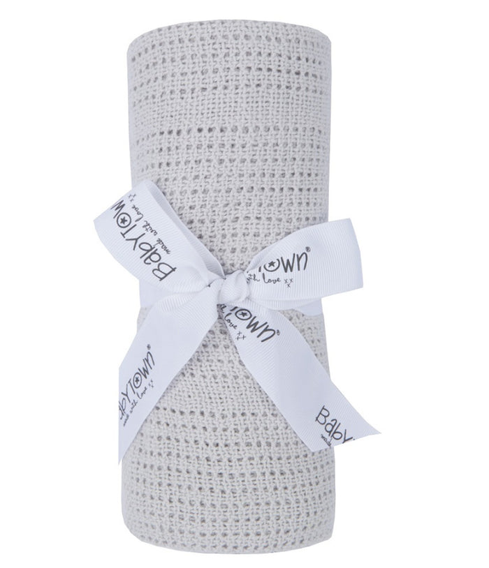 Baby Gift Soft Handle Grey Cellular Blanket 19C189-G - Kidswholesale.co.uk