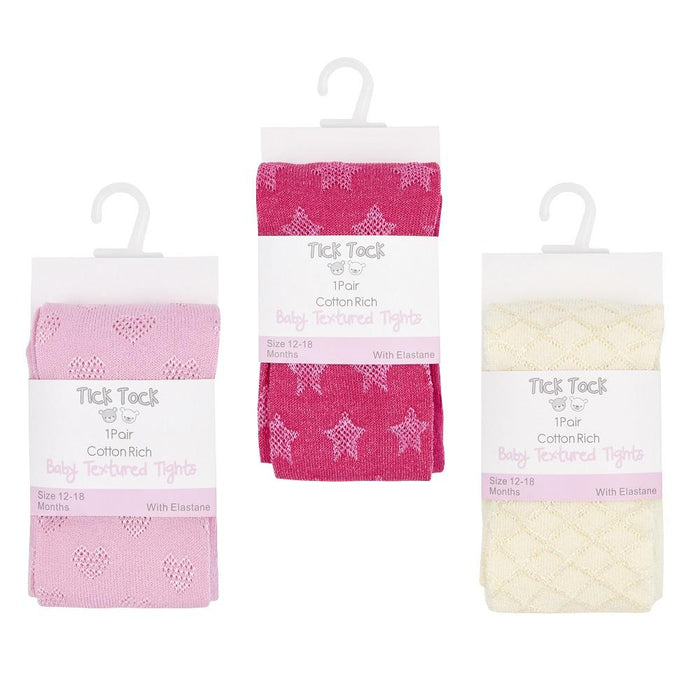 Baby Textured Nylon Tights - 3 Styles - 0-24 Months (45B123) - Kidswholesale.co.uk