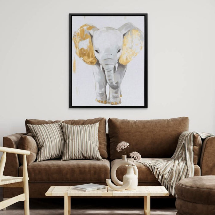 Baby White Elephant - Beige Baby Animal Canvas Print