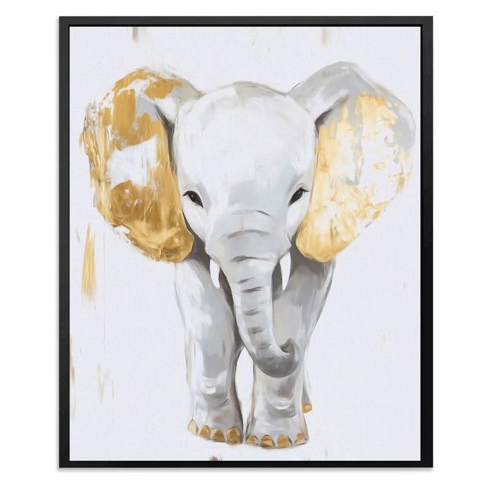 Baby White Elephant - Minimalist Beige Canvas Wall Art