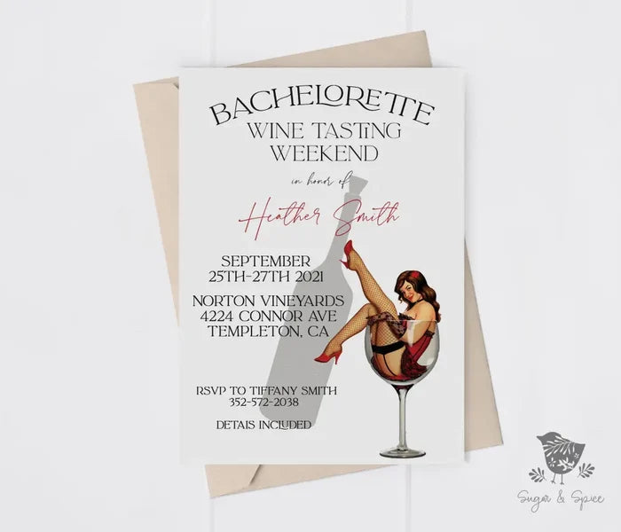 Bachelorette Wine Tasting Weekend Bridal Shower Invitation - Premium  from Sugar and Spice Invitations - Just $1.95! Shop now at Sugar and Spice Paper