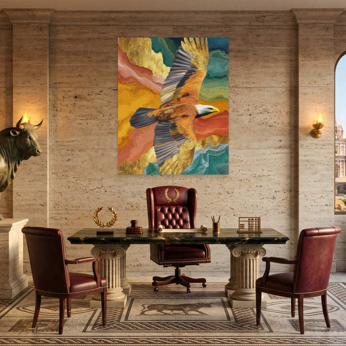 Bald Eagle Color Field canvas wall art, room view