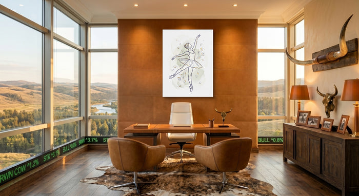 Ballerina Golden Dance — ballerina golden dance office with desk and chairs 1port flush print