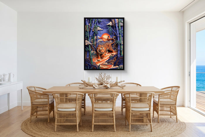 Bamboo Tiger — bamboo tiger small dining room with ocean view 1port framed black