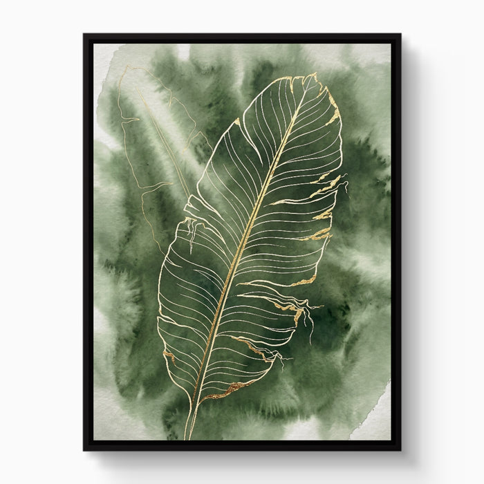 Banana Leaf Fine Outline — banana leaf fine outline white studio framed black
