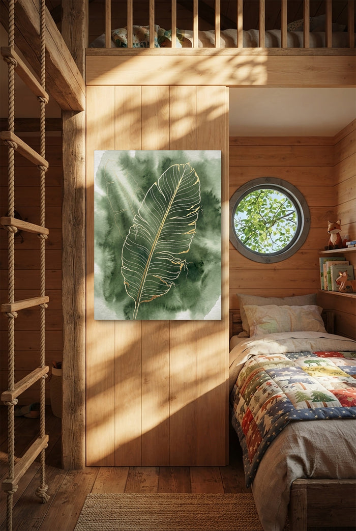 Banana Leaf Fine Outline — banana leaf fine outline p bedroom with loft area 1port flush print