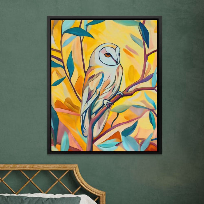 Barn Owl - Wall Art in Black Frame