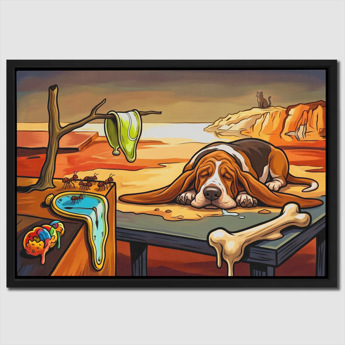 Basset Hound Melting canvas wall art, room view