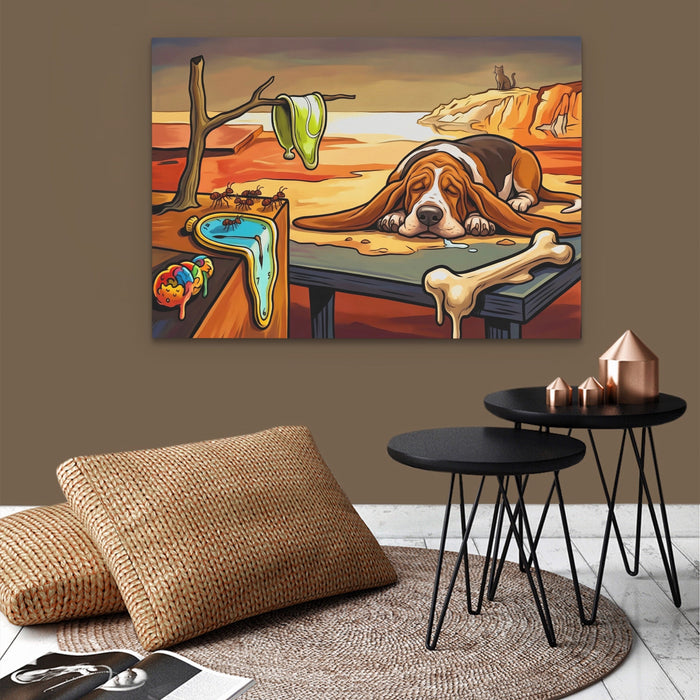 Basset Hound Melting canvas wall art, room view