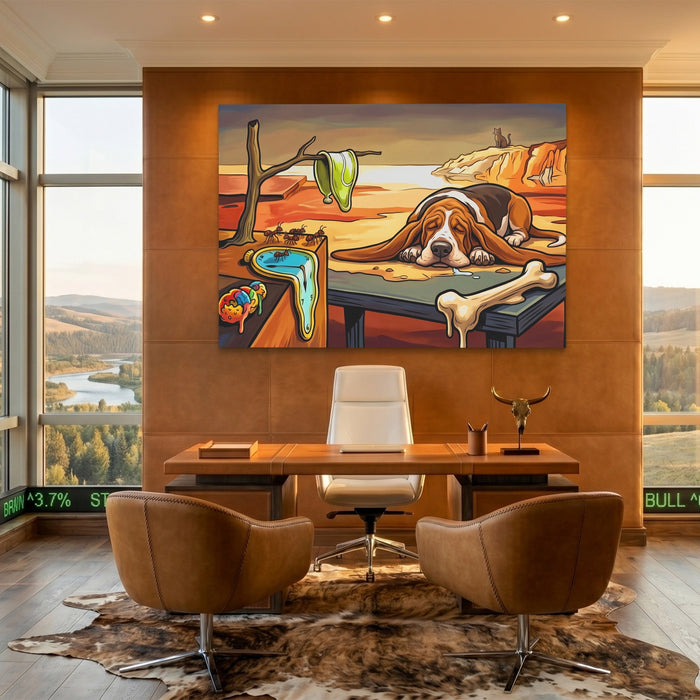 Basset Hound Melting canvas wall art, room view