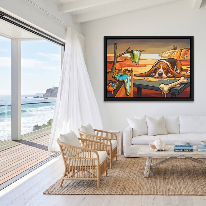 Basset Hound Melting canvas wall art, room view