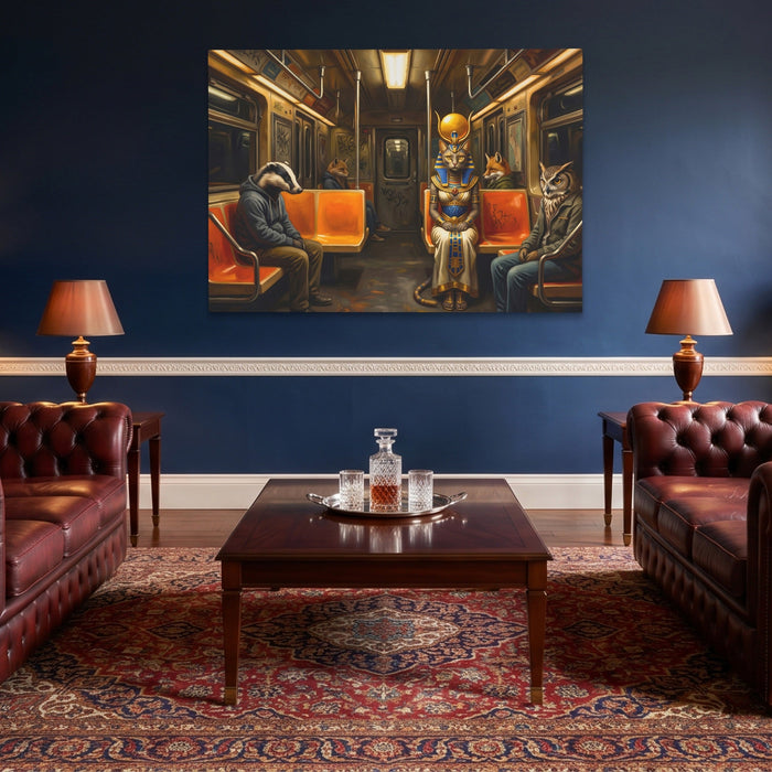 Bastet Midnight Transit canvas wall art, room view