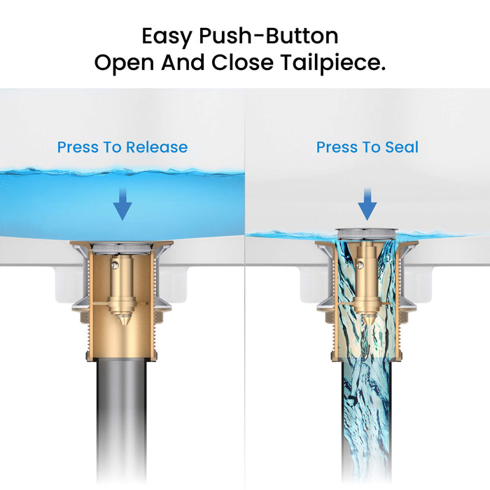 Bathroom Sink Pop Up Drain Stopper with 12" tailpiece, with Overflow KPW104