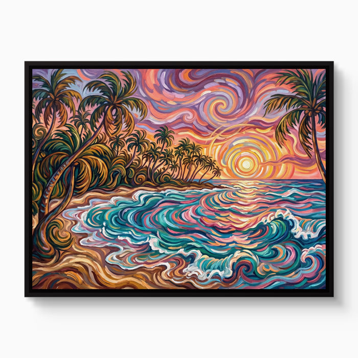 Beach Sunset Swirls — beach sunset swirls white studio framed black