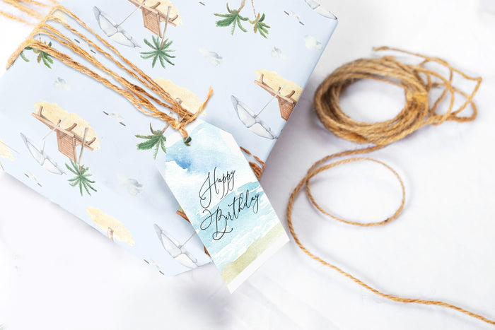 Beach Tropical Themed Wrapping Paper Sheets