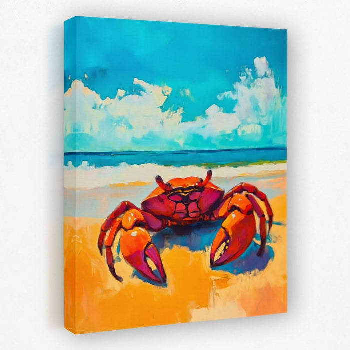 Beachside Red Crab - Animals Canvas Wall Art