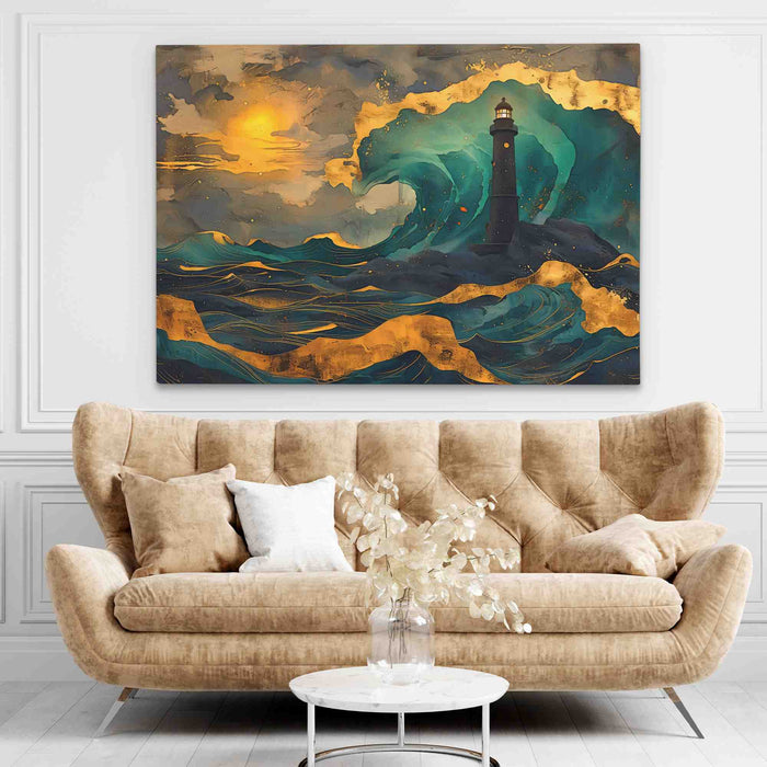 Beacon's Reach - Abstract Gold Canvas Wall Art