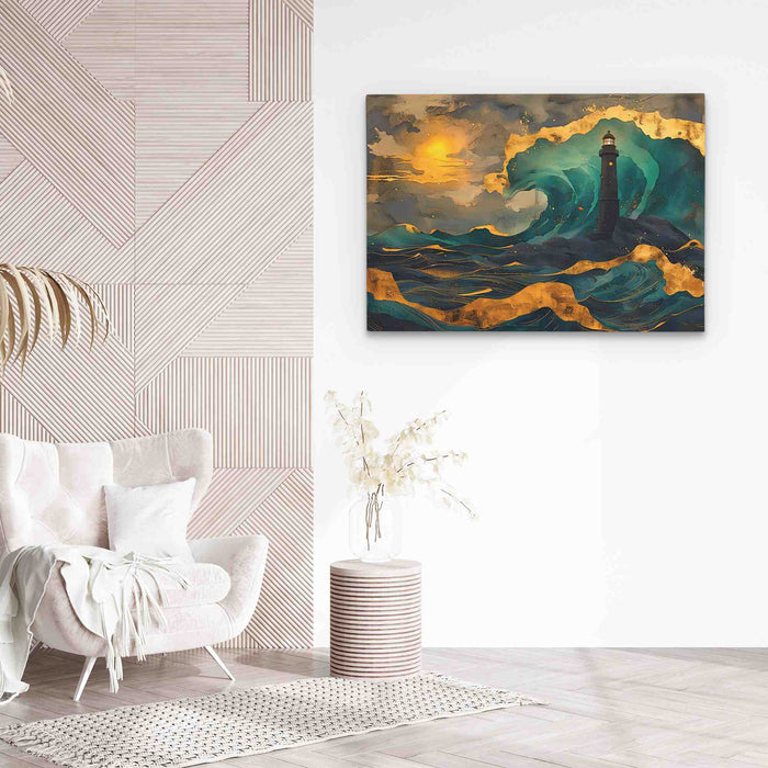 Beacon's Reach - Emerald Wall Art in Black Frame