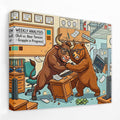 Bear Bull Office Grapple canvas wall art