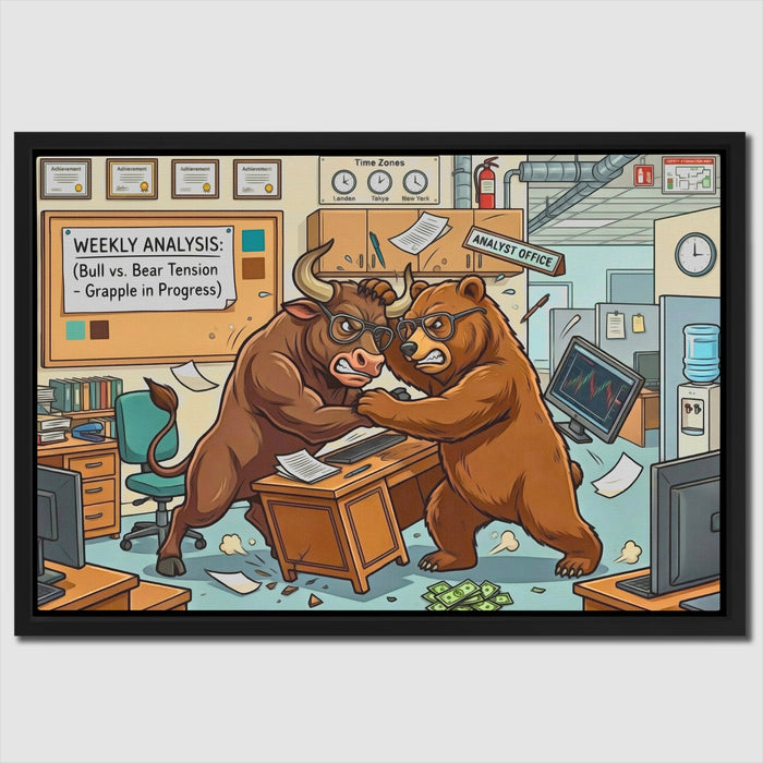 Bear Bull Office Grapple canvas wall art, room view