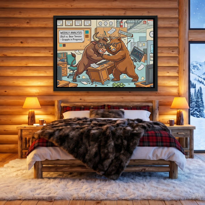 Bear Bull Office Grapple canvas wall art, room view