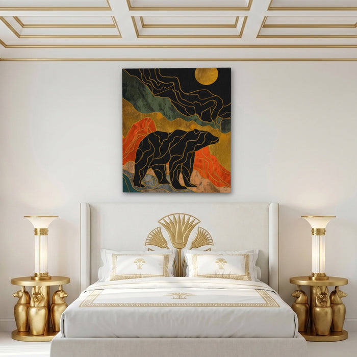 Bear Moonrise Silhouette canvas wall art, room view