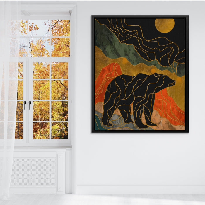 Bear Moonrise Silhouette canvas wall art, room view