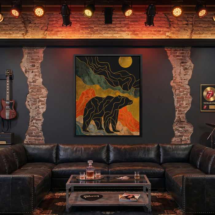 Bear Moonrise Silhouette canvas wall art, room view