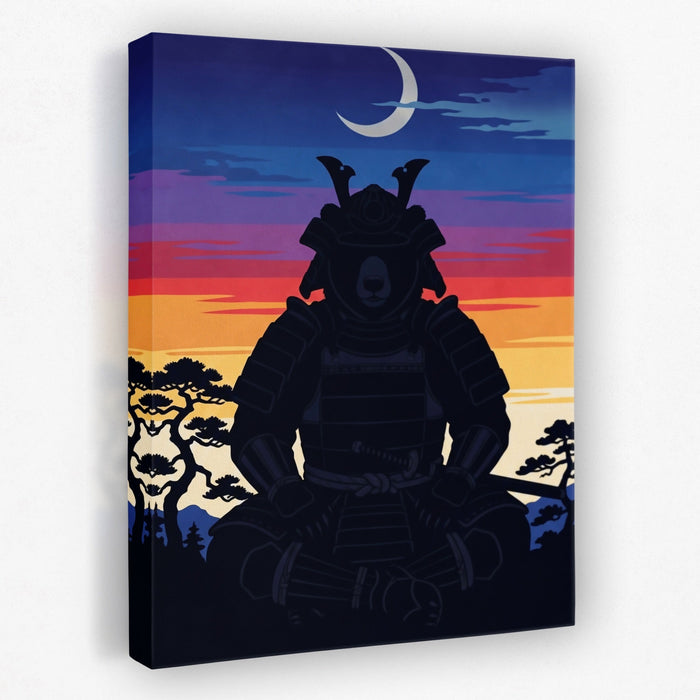 Bear Samurai Sunset canvas wall art