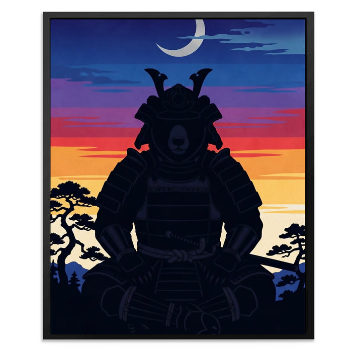 Bear Samurai Sunset canvas wall art, room view