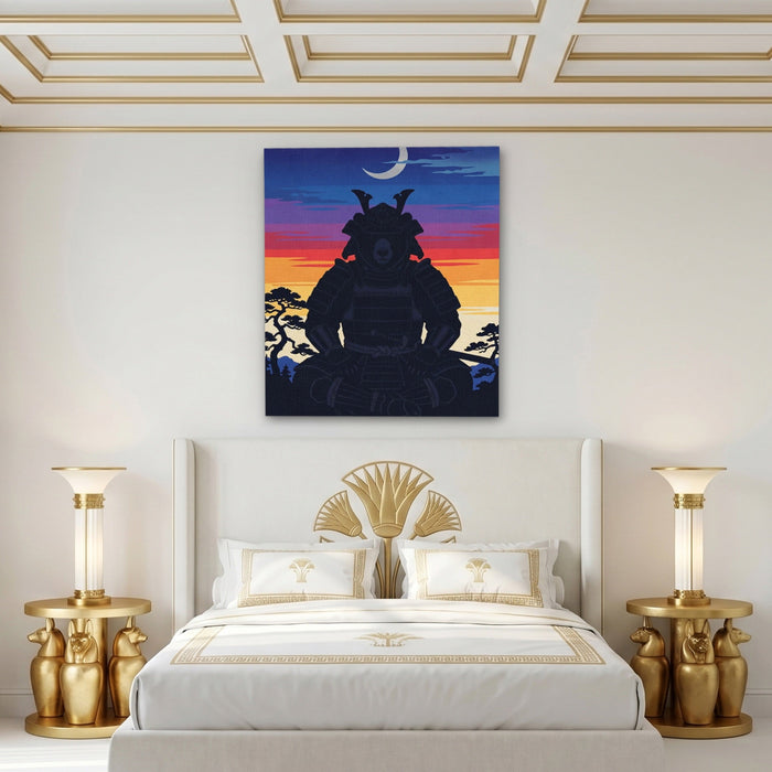 Bear Samurai Sunset canvas wall art, room view