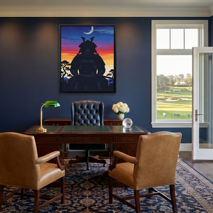 Bear Samurai Sunset canvas wall art, room view