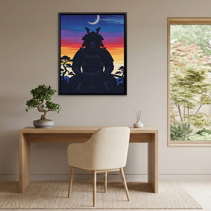 Bear Samurai Sunset canvas wall art, room view